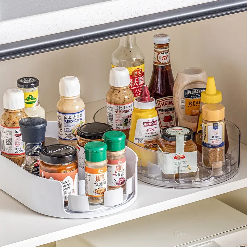 Bac de rangement rotatif à 360 degrés pour réfrigérateur, organisateur multifonctionnel pour épices et boissons, plateau simple pour plan de travail de cuisine 2