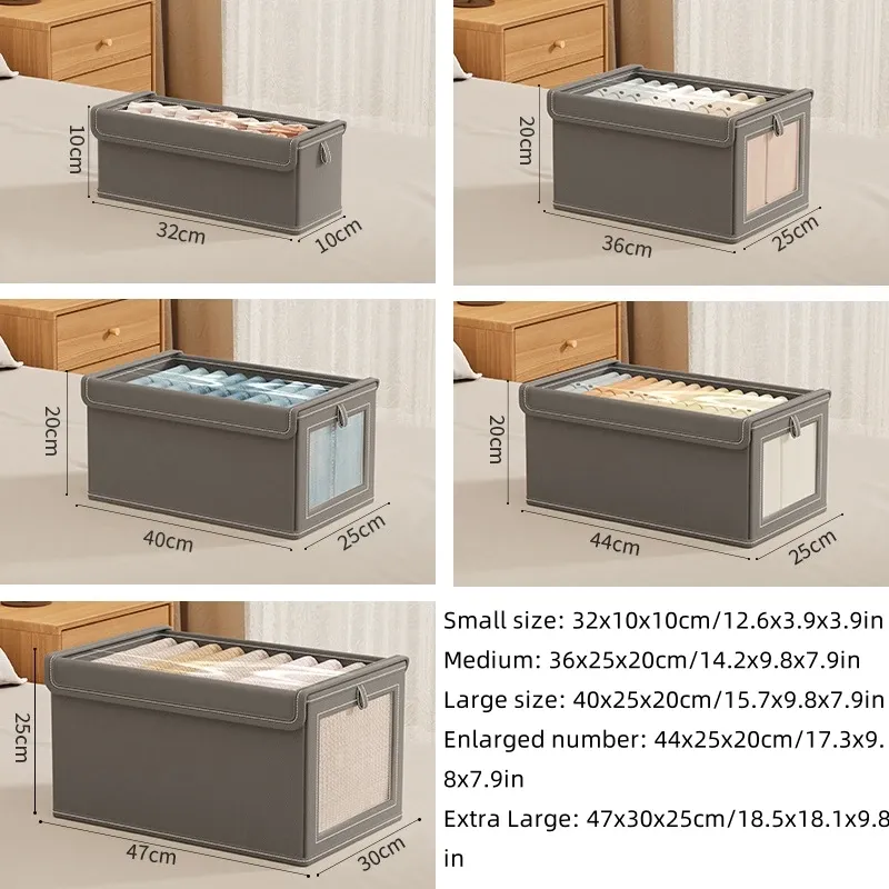 Boîte de rangement pliable pour vêtements en toile épaisse, avec couvercle transparent anti-poussière pour la maison 2
