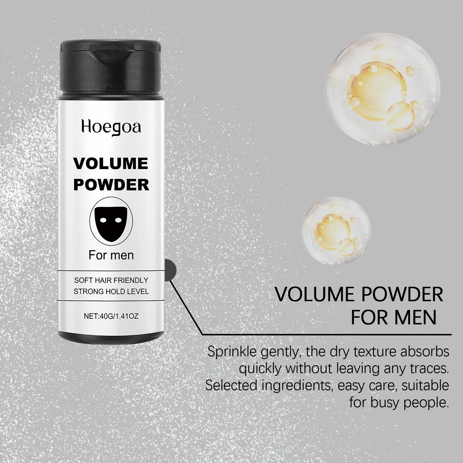 Poudre volumisante pour cheveux, application