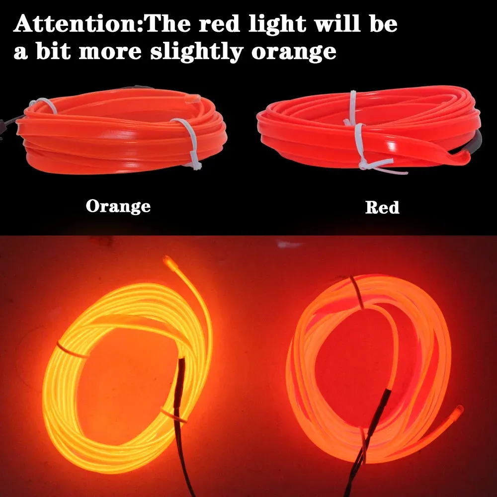 Bande LED décorative flexible pour intérieur de voiture, 1 m / 2 m / 3 m / 5 m, éclairage d'ambiance USB 2