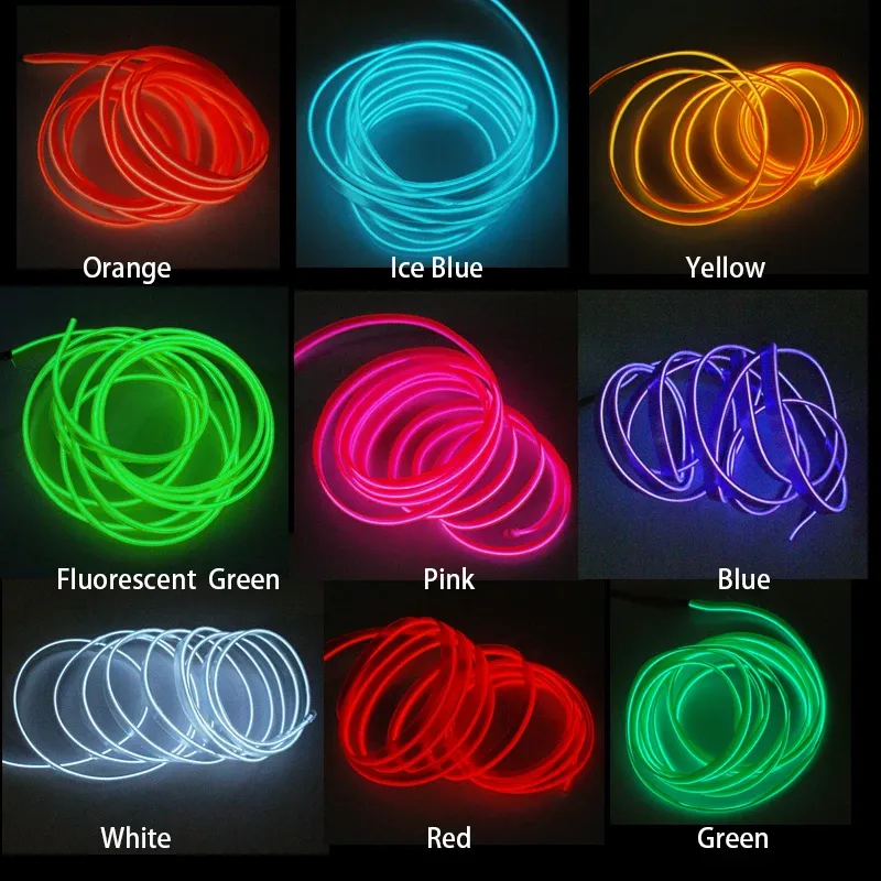 Bande LED décorative flexible pour intérieur de voiture, 1 m / 2 m / 3 m / 5 m, éclairage d'ambiance USB 4