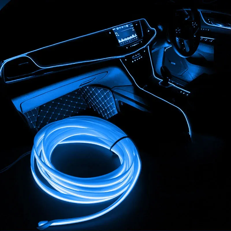Bande LED décorative flexible pour intérieur de voiture, 1 m / 2 m / 3 m / 5 m, éclairage d'ambiance USB 5