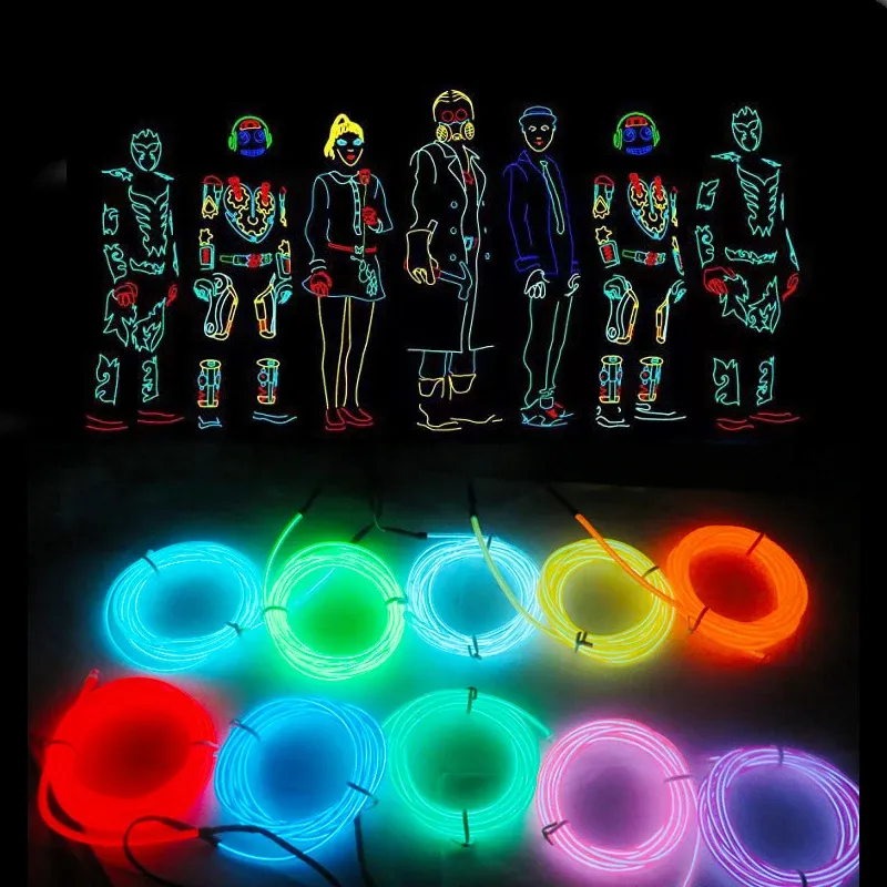 Bande LED décorative flexible pour intérieur de voiture, 1 m / 2 m / 3 m / 5 m, éclairage d'ambiance USB 6