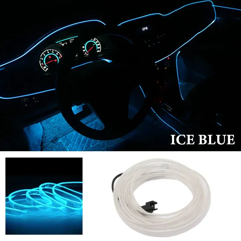 Bande LED décorative flexible pour intérieur de voiture, 1 m / 2 m / 3 m / 5 m, éclairage d'ambiance USB 7