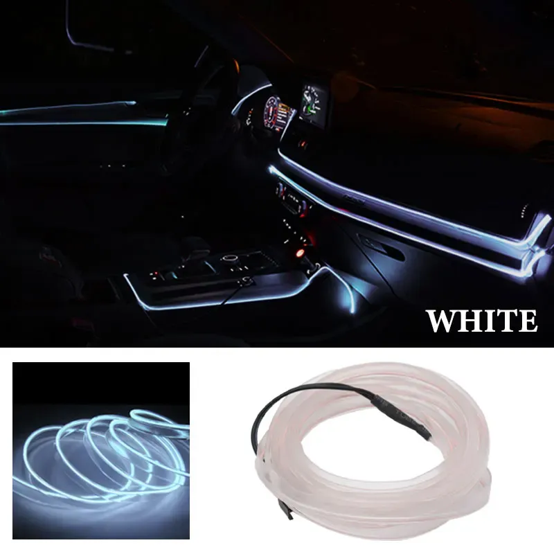 Bande LED décorative flexible pour intérieur de voiture, 1 m / 2 m / 3 m / 5 m, éclairage d'ambiance USB 15