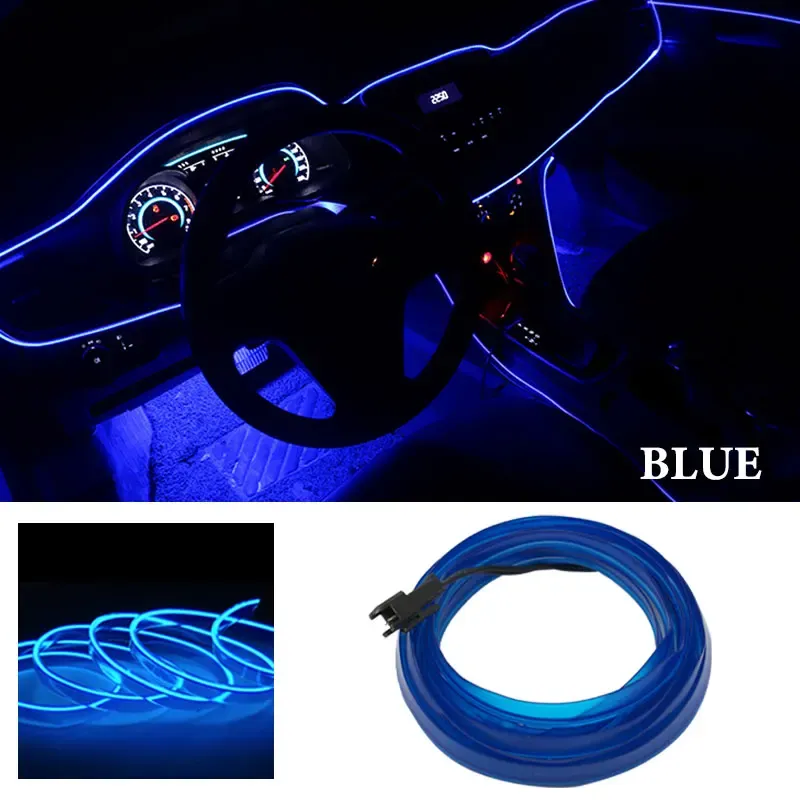 Bande LED décorative flexible pour intérieur de voiture, 1 m / 2 m / 3 m / 5 m, éclairage d'ambiance USB 12
