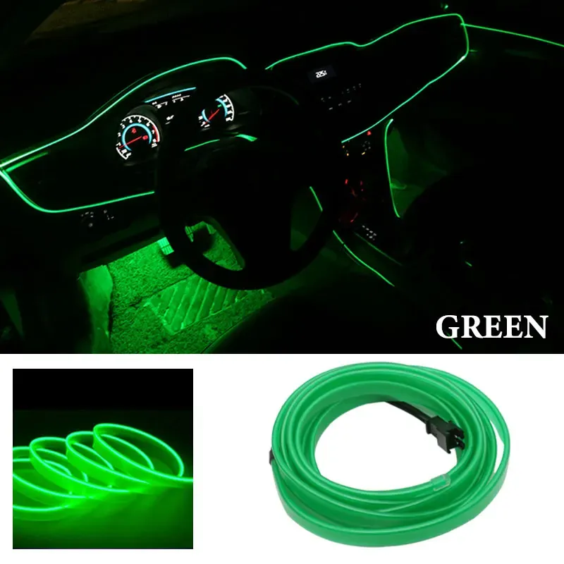 Bande LED décorative flexible pour intérieur de voiture, 1 m / 2 m / 3 m / 5 m, éclairage d'ambiance USB 13