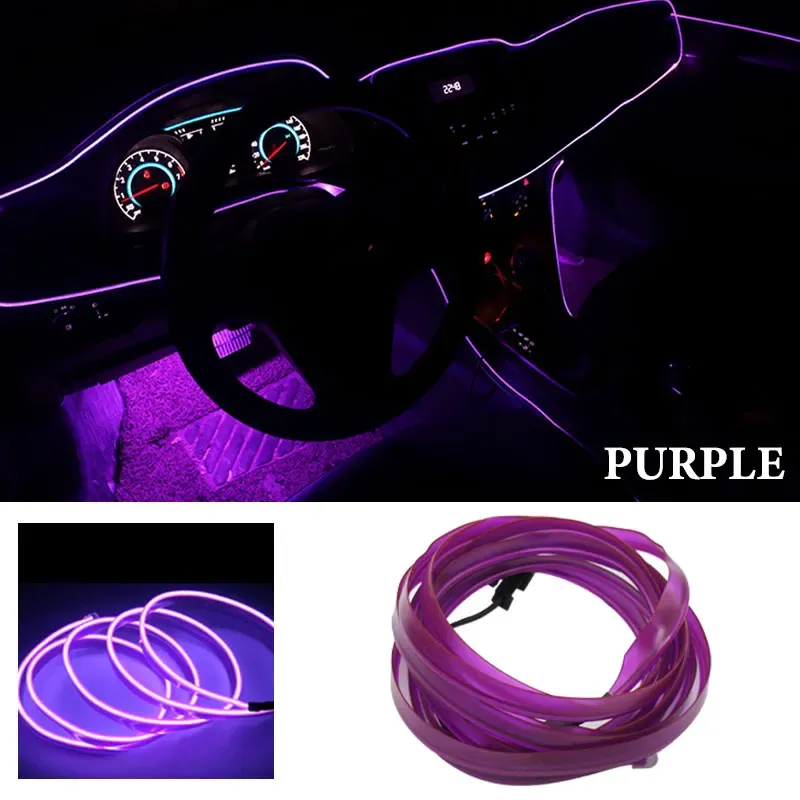 Bande LED décorative flexible pour intérieur de voiture, 1 m / 2 m / 3 m / 5 m, éclairage d'ambiance USB 9