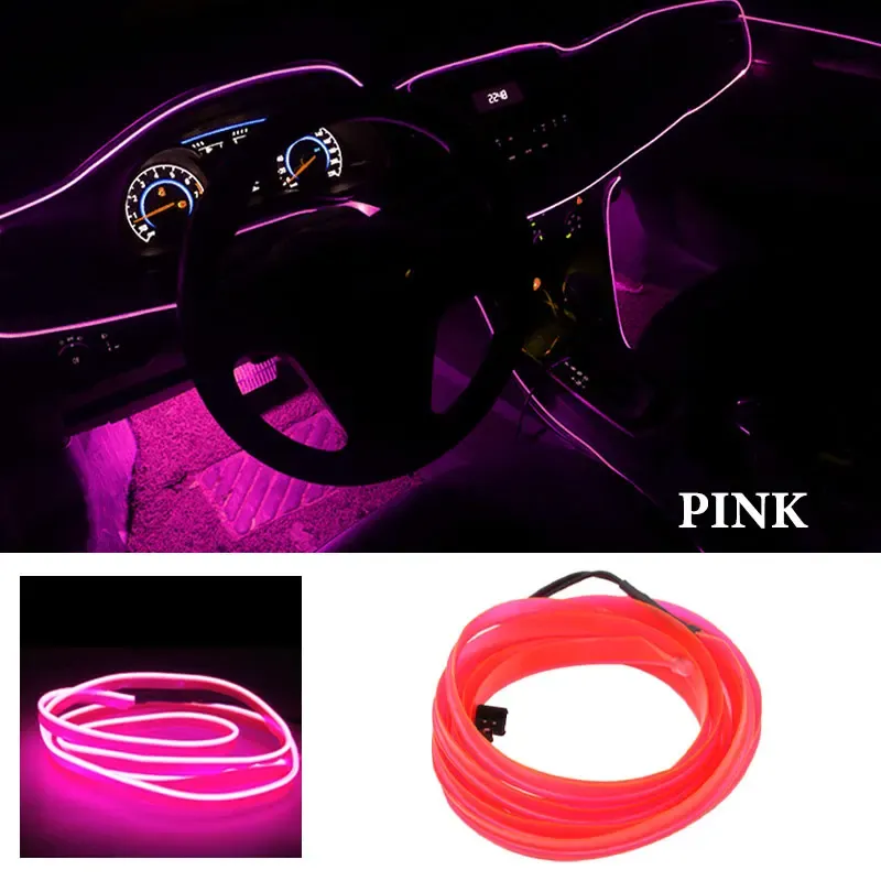 Bande LED décorative flexible pour intérieur de voiture, 1 m / 2 m / 3 m / 5 m, éclairage d'ambiance USB 10