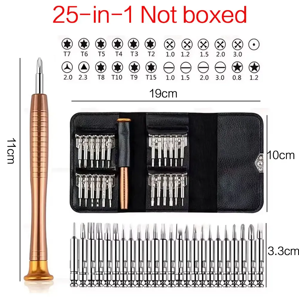 Jeu de tournevis Torx de précision 25 en 1 pour réparation d'ordinateur portable, T5, T6 2