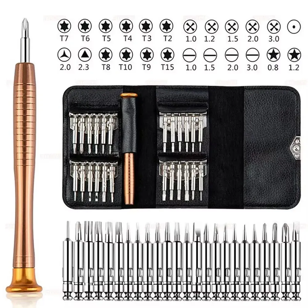 Jeu de tournevis Torx de précision 25 en 1 pour réparation d'ordinateur portable, T5, T6 9