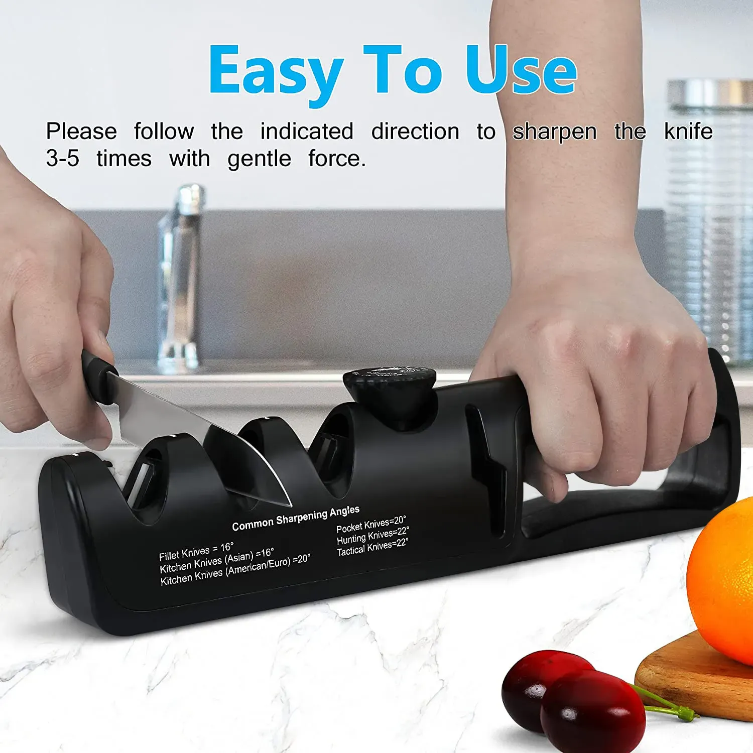 Affûteur de couteaux 5 en 1 à angle réglable pour cuisine, ciseaux professionnels, outils d'affûtage 6