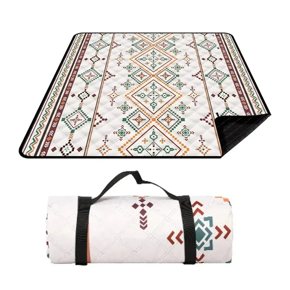 Couverture de pique-nique imperméable, grande couverture de plage 200x200 cm, tapis de pique-nique extérieur avec poignée de transport pour le camping et la plage - Image 1