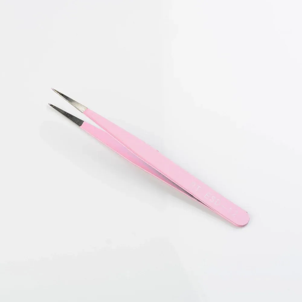 Pincettes en acier inoxydable pour extensions de cils, courbées et droites, non magnétiques, outils de maquillage, 1 pièce 5