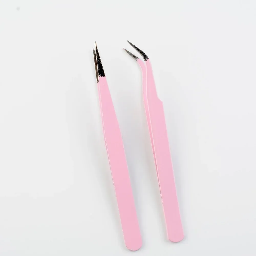 Pincettes en acier inoxydable pour extension de cils, vue d'ensemble