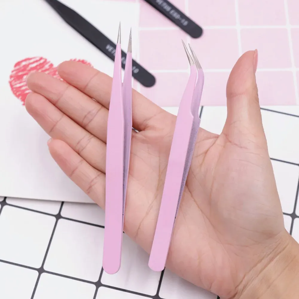Pincettes pour cils, finition acier inoxydable