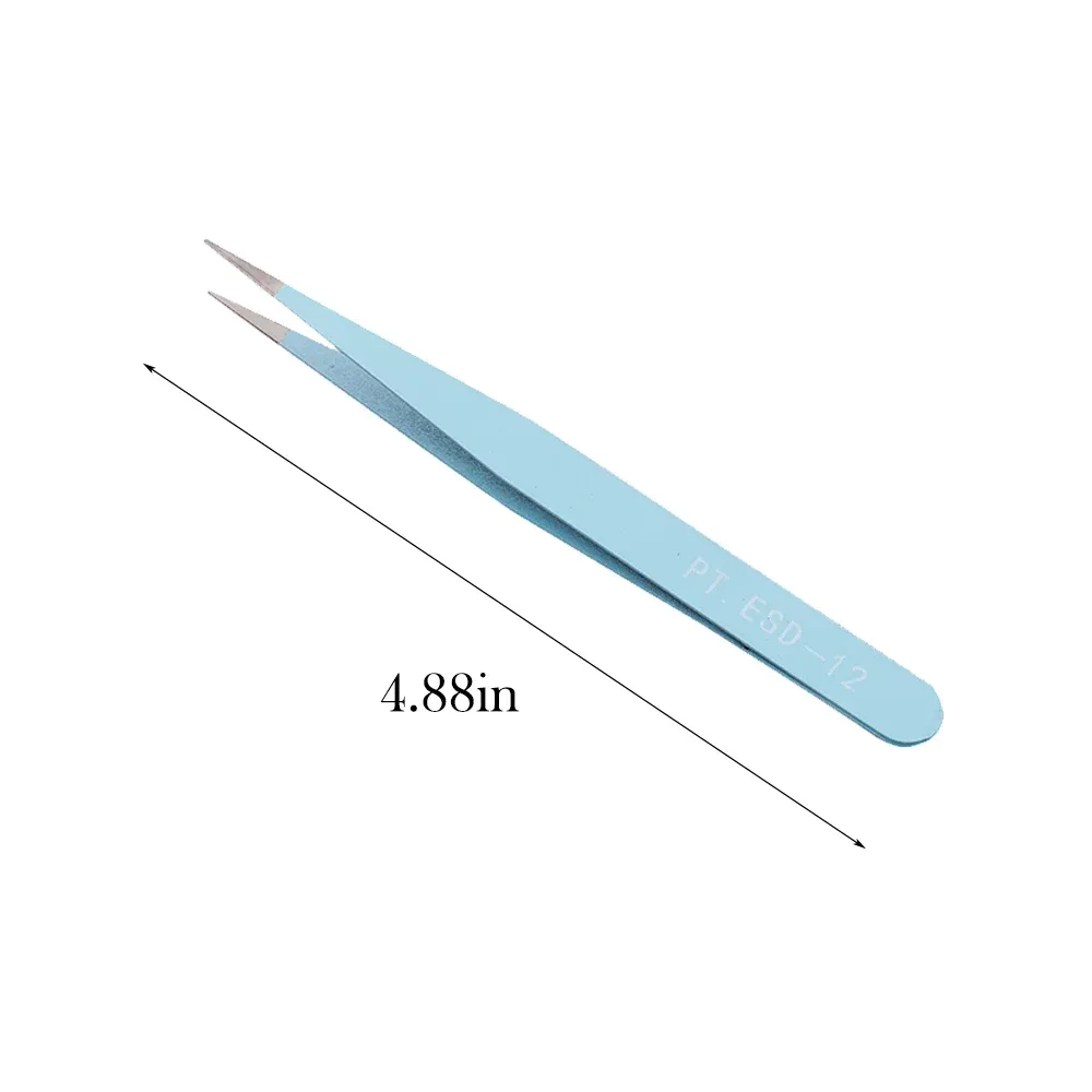 Pincettes en acier inoxydable pour extensions de cils, courbées et droites, non magnétiques, outils de maquillage, 1 pièce 9