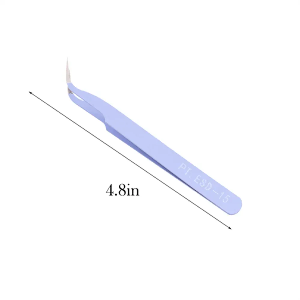 Pincettes en acier inoxydable pour extensions de cils, courbées et droites, non magnétiques, outils de maquillage, 1 pièce 7