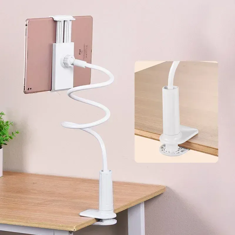 Support de tablette pour table de chevet, pince à bras longue réglable, support paresseux compatible iPad, Samsung et Xiaomi, 4 à 11 pouces
