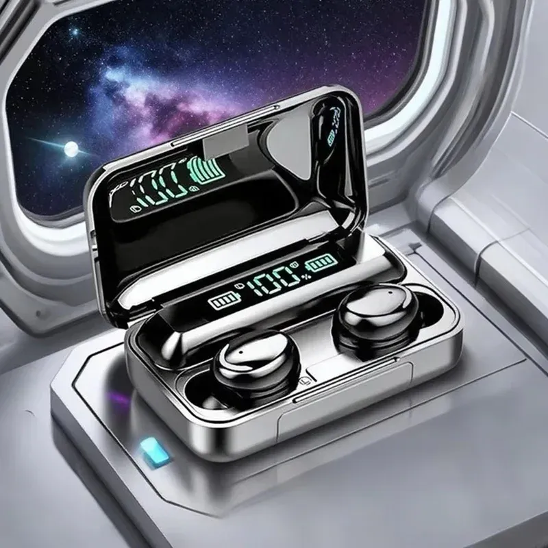 Écouteurs sans fil TWS Bluetooth 5.0 avec étui de charge, son stéréo HiFi, étanches, idéaux pour le sport, avec micro intégré et compatibles iPhone et Xiaomi