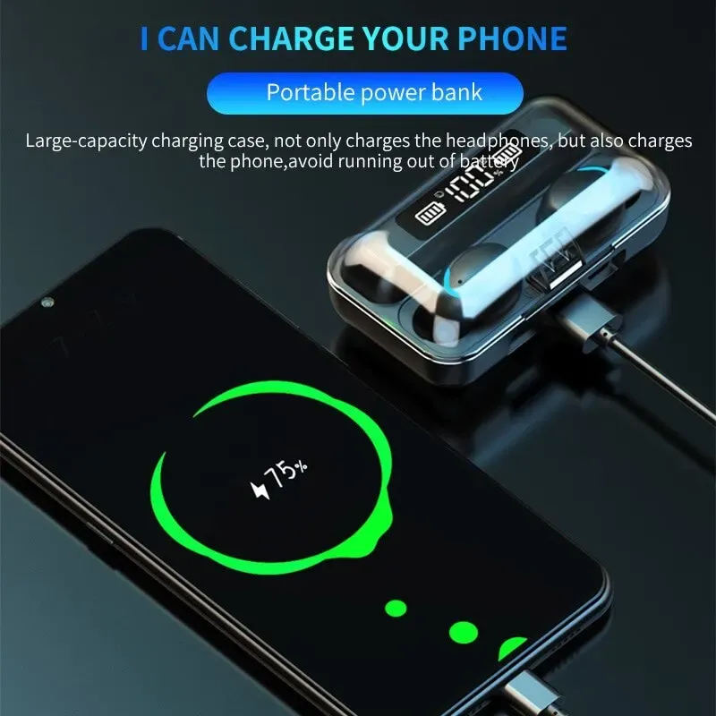 Écouteurs sans fil TWS Bluetooth 5.0 avec étui de charge, son stéréo HiFi, étanches, idéaux pour le sport, avec micro intégré et compatibles iPhone et Xiaomi 3