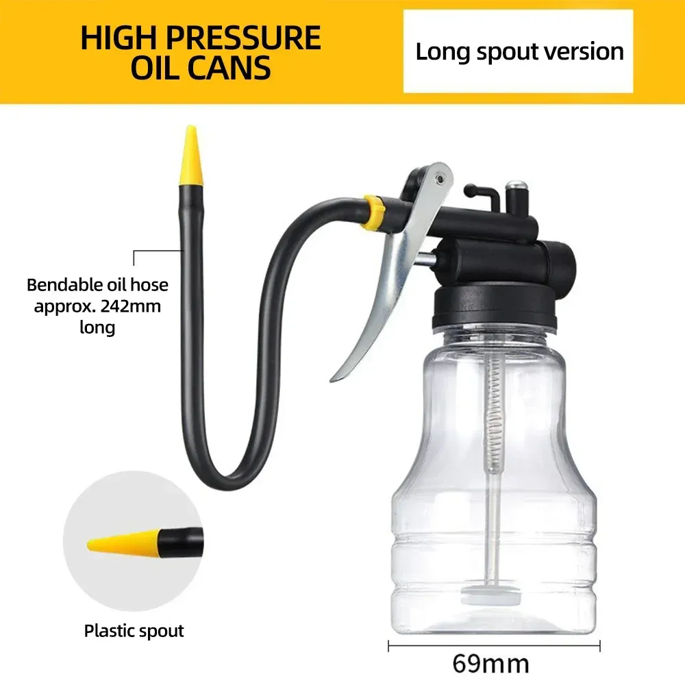 Burette à huile manuelle 250 ml avec pompe de graissage et pulvérisateur 8