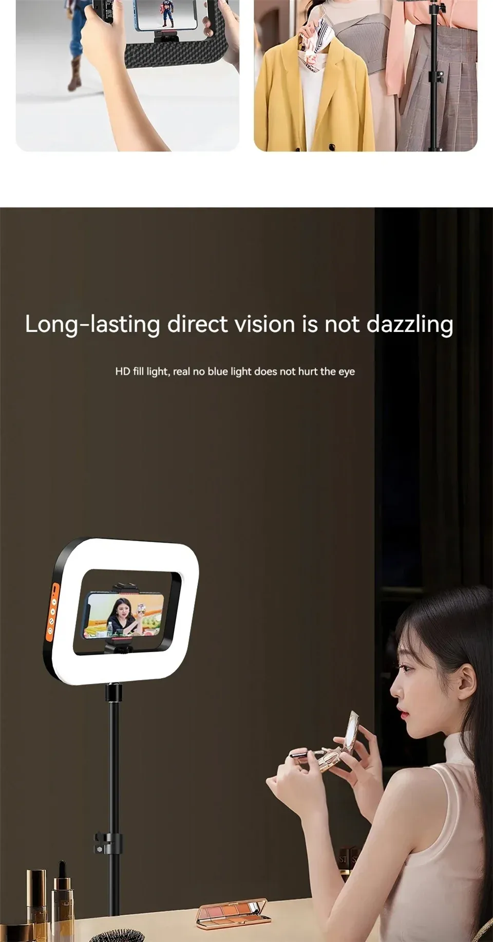 Anneau lumineux LED avec support téléphone