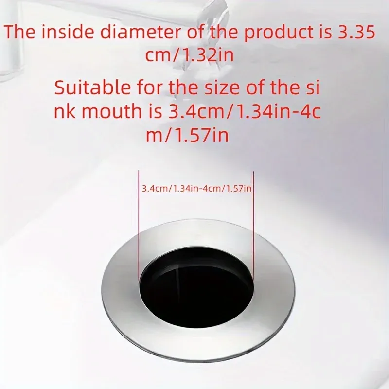 Bouchon de vidange pop-up chromé avec filtre attrape-cheveux, universel, pour lavabo de salle de bain 4