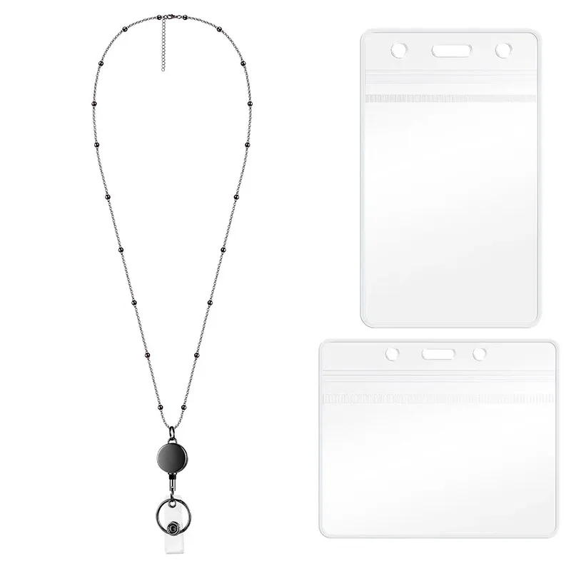 Porte-badge rétractable avec cordon, porte-cartes d'identité pour femmes et hommes 10