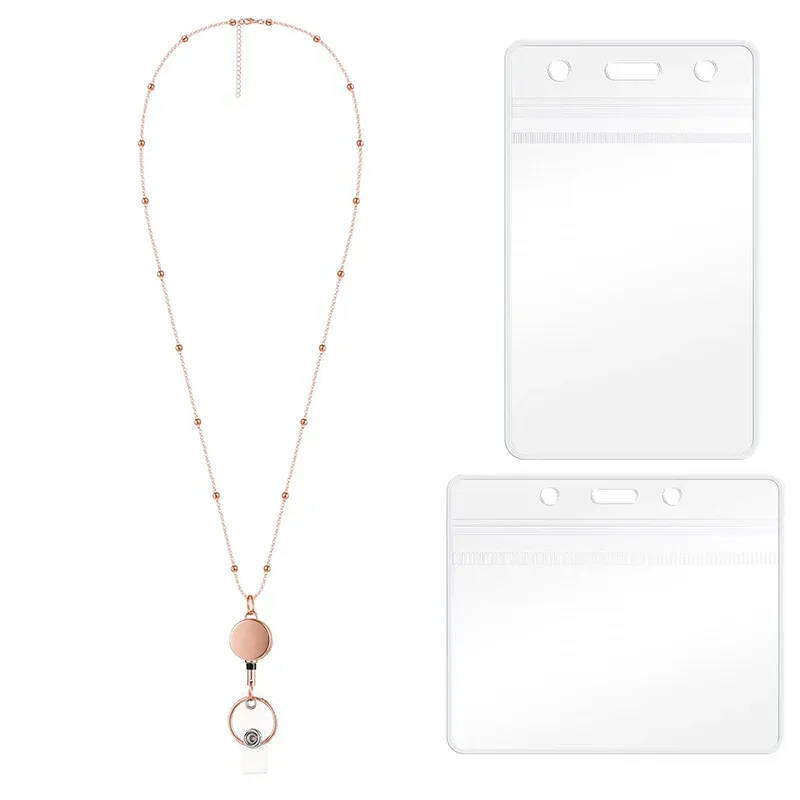 Porte-badge rétractable avec cordon, porte-cartes d'identité pour femmes et hommes 8
