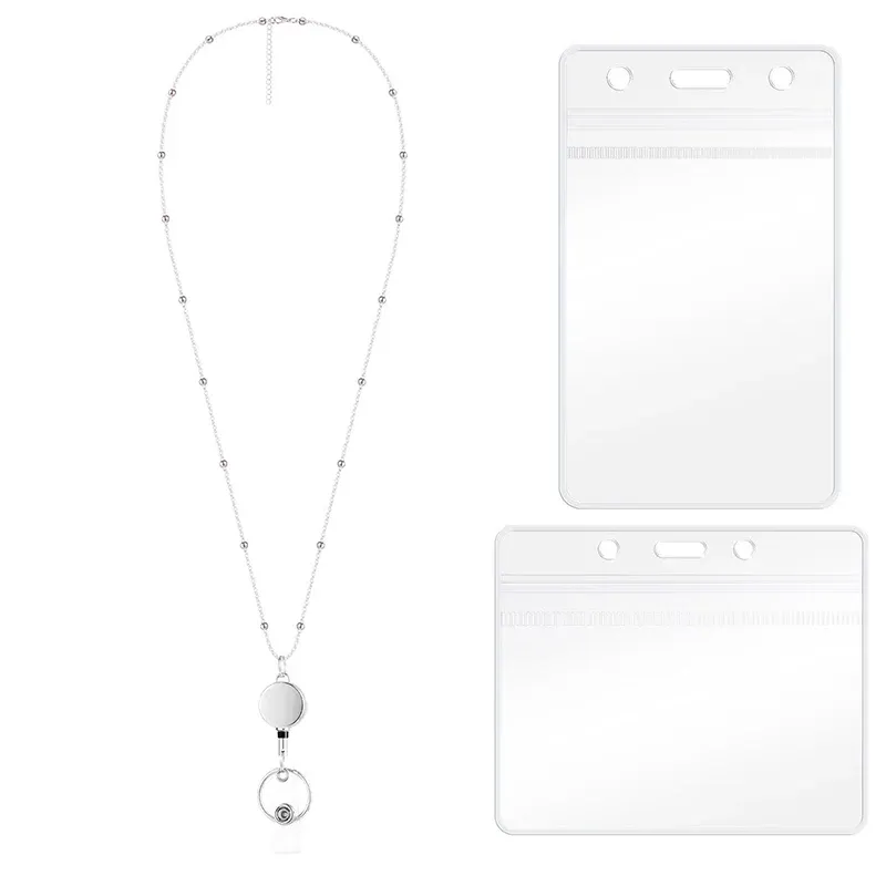 Porte-badge rétractable avec cordon, porte-cartes d'identité pour femmes et hommes 9