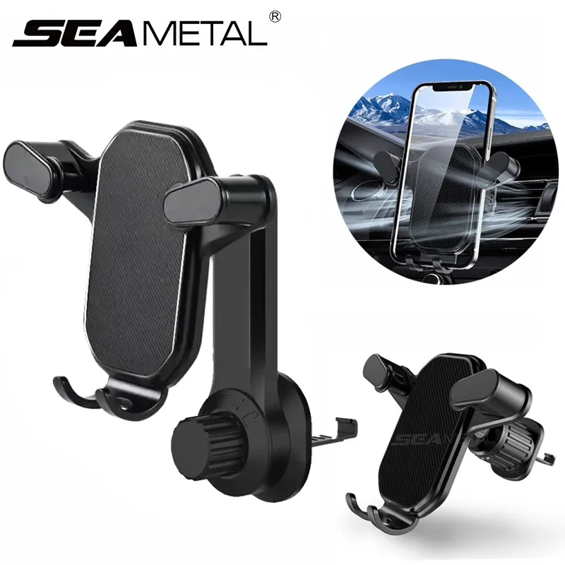 Support de téléphone pour voiture par gravité à fixation sur grille d'aération, rotation à 360 degrés, installation d'une seule main, SEAMETAL