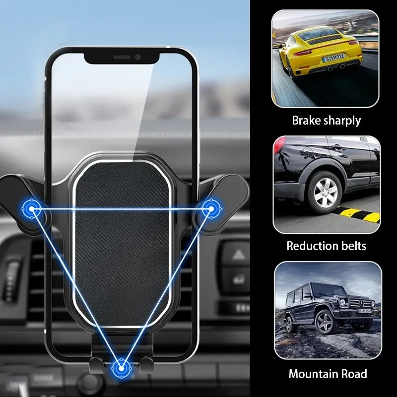 Support de téléphone pour voiture par gravité à fixation sur grille d'aération, rotation à 360 degrés, installation d'une seule main, SEAMETAL 4