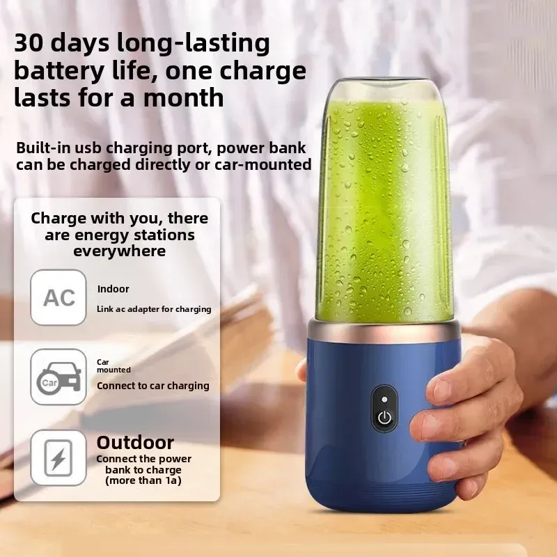Mélangeur de jus portable, mini blender électrique personnel d'été, rechargeable par USB, 6 lames, presse-agrumes, machine de cuisine 2