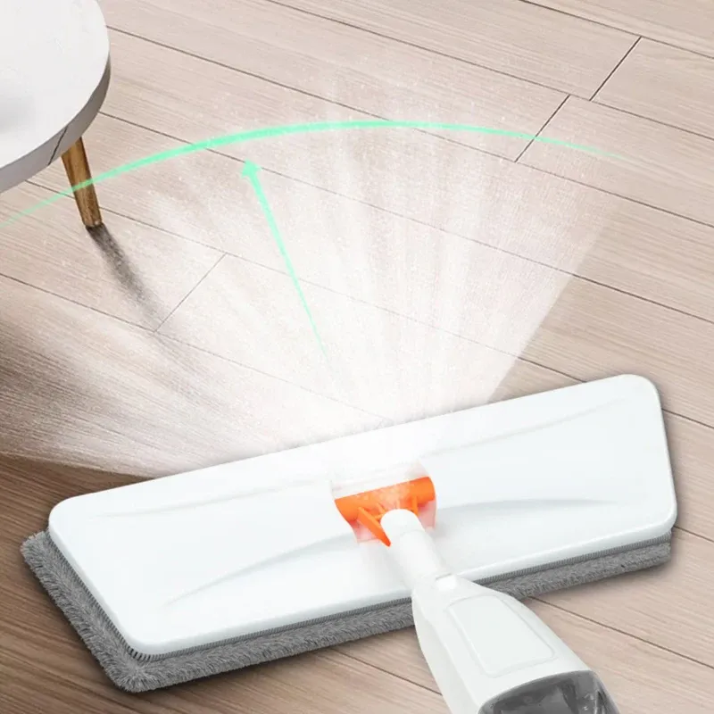 Balai serpillière à spray avec tête microfibre, grand balai rotatif à pulvérisation, tampons microfibre de remplacement pour sol et surfaces sèches, ménage 2
