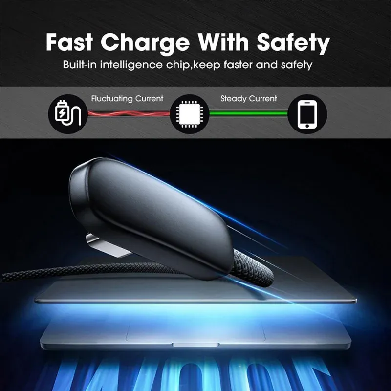 Câble USB-C vers USB-C 100 W coudé à 90°, charge rapide et transfert de données, compatible iPad, MacBook Pro, Xiaomi, Samsung et Huawei 3