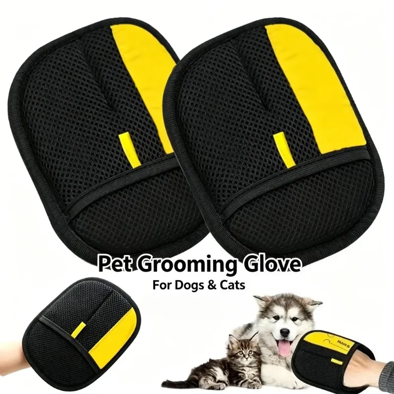 Gant électrostatique double face pour retirer les poils d'animaux - Brosse réutilisable pour chats et chiens, idéale pour nettoyer canapés, tapis et vêtements
