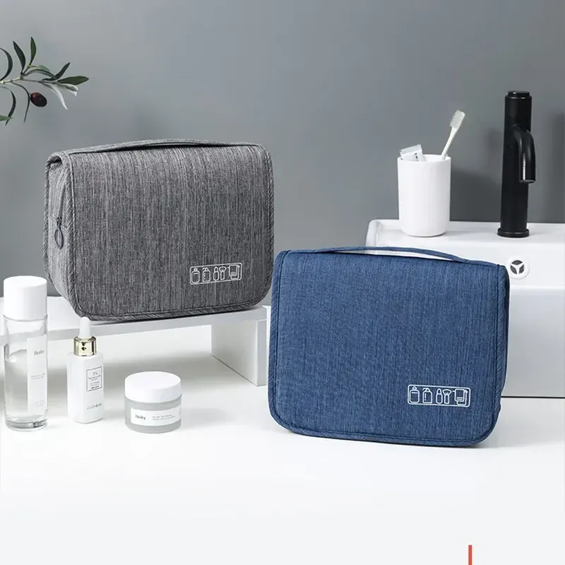 Sac de rangement portable en tissu Oxford pour hommes et femmes, trousse de toilette étanche pour voyage 3