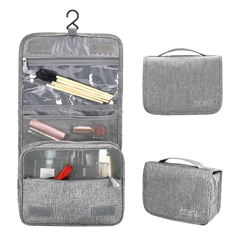 Sac de rangement portable en tissu Oxford pour hommes et femmes, trousse de toilette étanche pour voyage 2