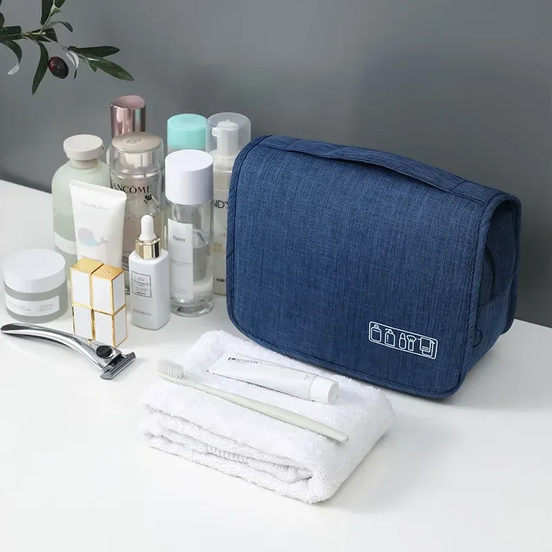 Sac de rangement portable en tissu Oxford pour hommes et femmes, trousse de toilette étanche pour voyage 4