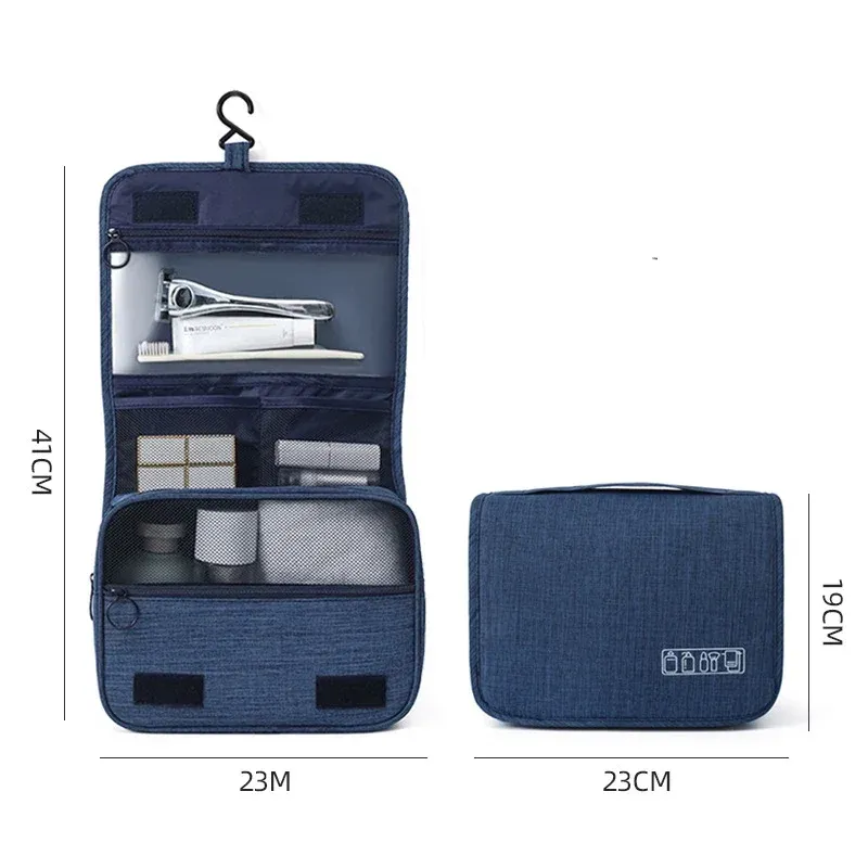 Sac de rangement portable en tissu Oxford pour hommes et femmes, trousse de toilette étanche pour voyage 7