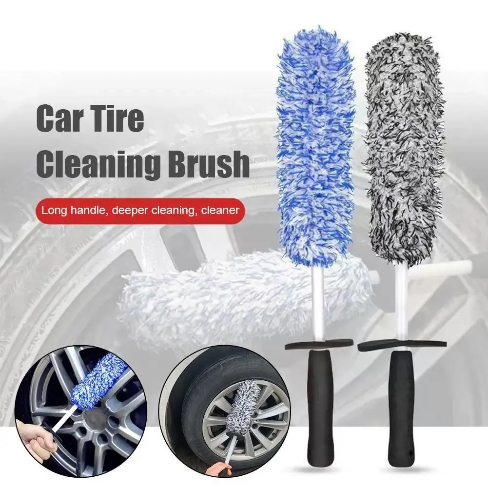 Brosse de lavage pour voiture à long manche, facile à nettoyer, idéale pour le dépoussiérage, les jantes et les tambours de roue, accessoire de protection automobile
