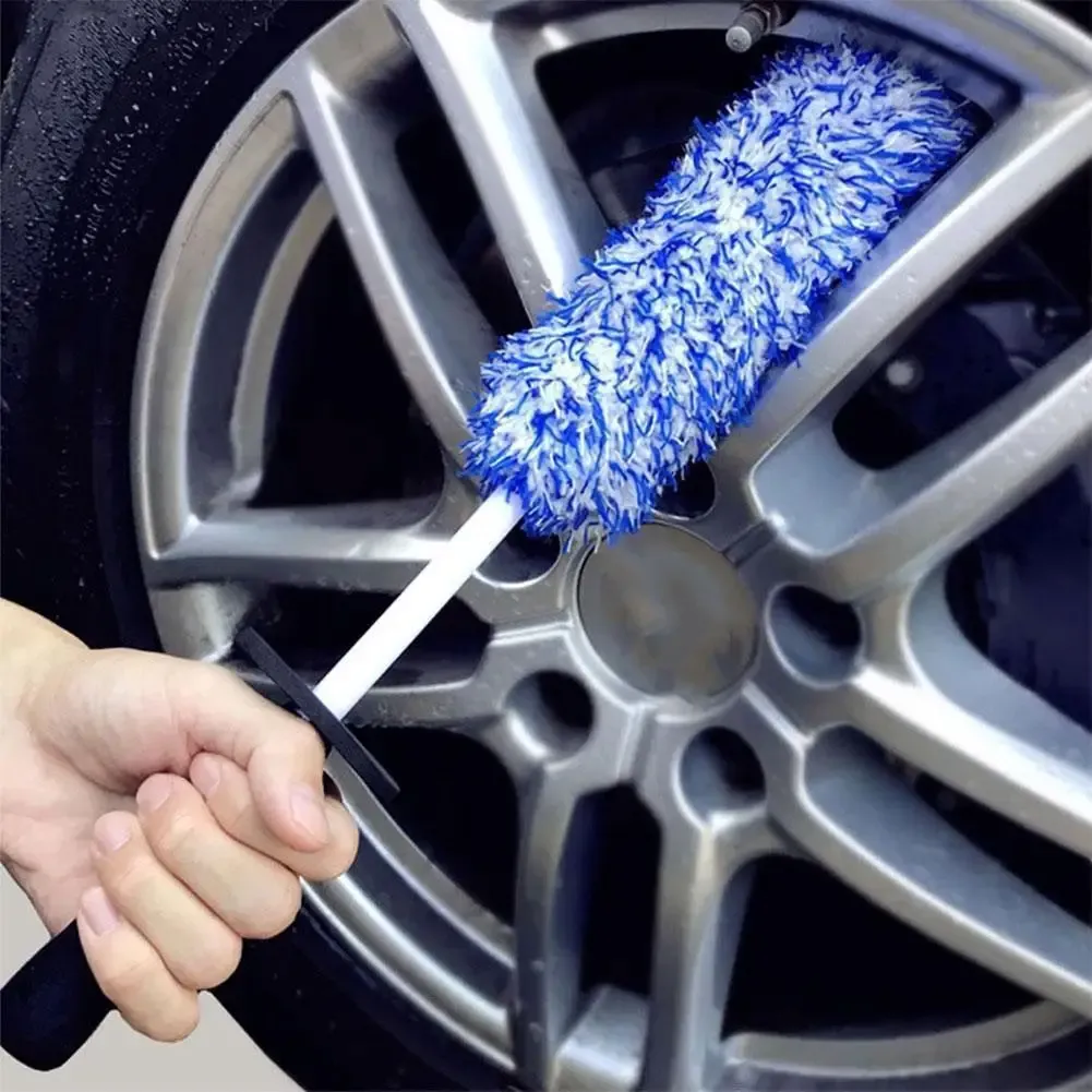 Brosse de lavage pour voiture à long manche, facile à nettoyer, idéale pour le dépoussiérage, les jantes et les tambours de roue, accessoire de protection automobile 5