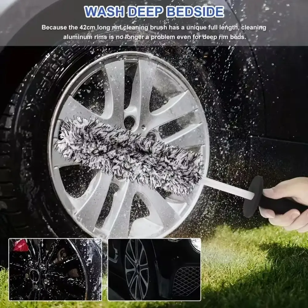 Brosse associée à un nettoyant pour roues