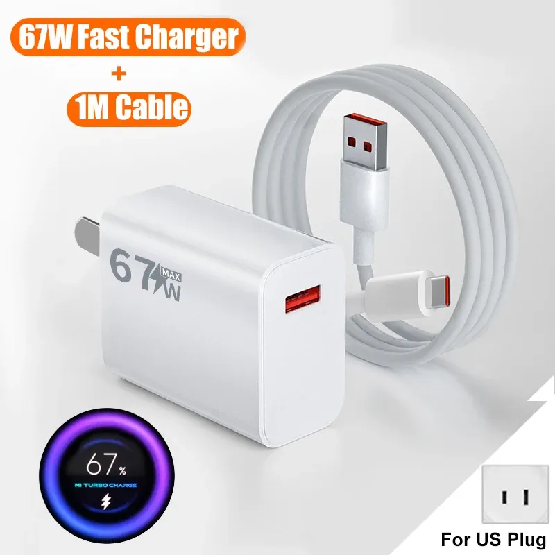Chargeur d'origine 67 W, charge rapide, adaptateur UE/US, câble USB Type-C pour Xiaomi, Redmi, POCO, OnePlus, OPPO, vivo, Samsung 14