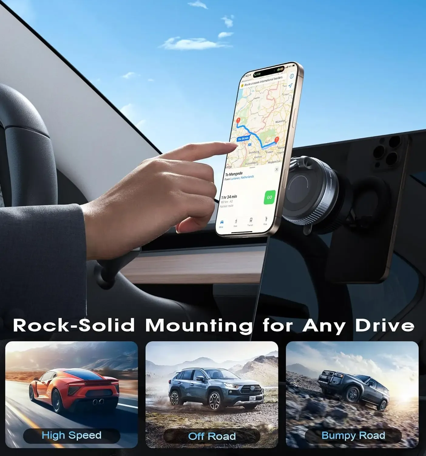 Support magnétique universel pour téléphone de voiture, fixation à ventouse puissante à rotation 360°, support pliable et rotatif pour GPS et téléphone portable 4