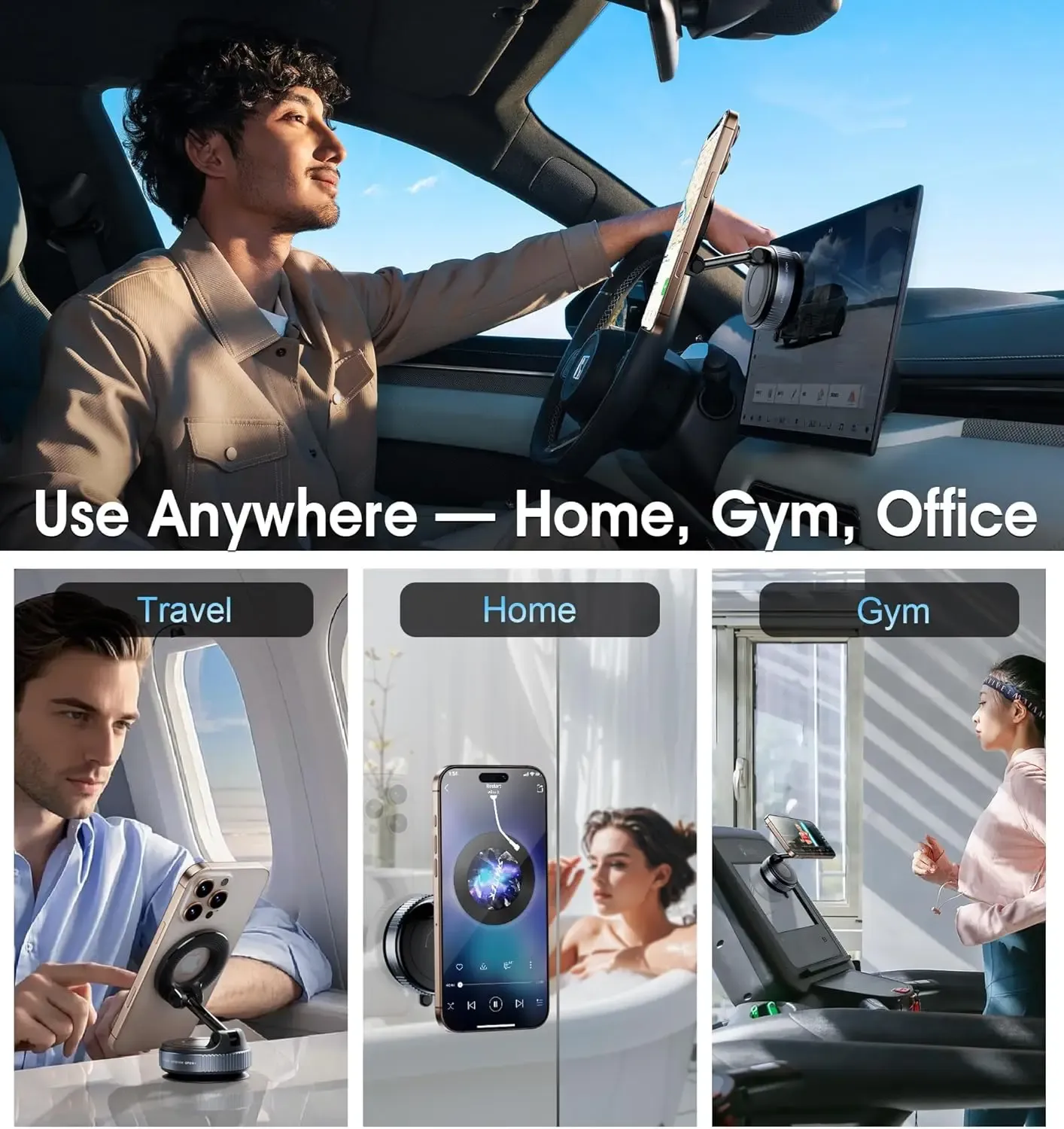 Support magnétique universel pour téléphone de voiture, fixation à ventouse puissante à rotation 360°, support pliable et rotatif pour GPS et téléphone portable 5