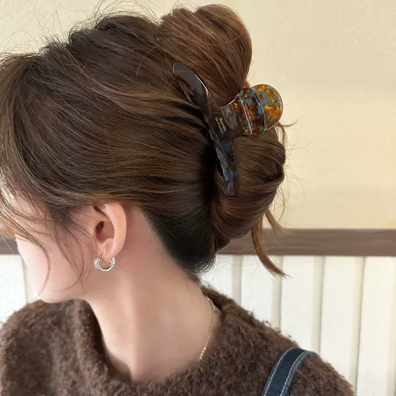 Pince à cheveux léopard en acétate pour femmes, barrette chic, pince crabe, accessoire coiffure pour filles et femmes 3