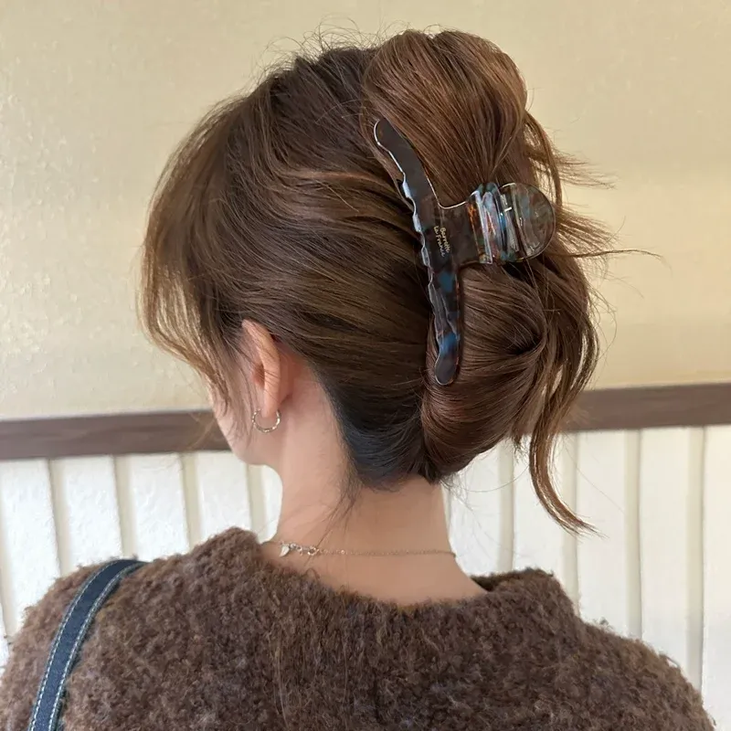 Pince à cheveux léopard en acétate pour femmes, barrette chic, pince crabe, accessoire coiffure pour filles et femmes 4