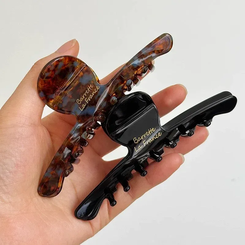 Pince à cheveux léopard en acétate pour femmes, barrette chic, pince crabe, accessoire coiffure pour filles et femmes 5